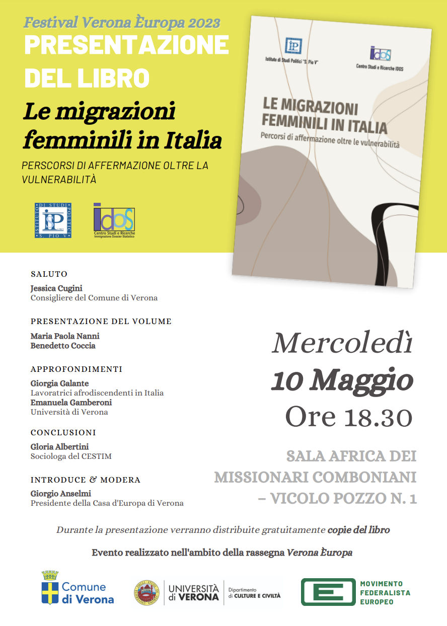 Presentazione del libro "Le migrazioni femminili in Italia. Percorsi di affermazione oltre le vulnerabilità"